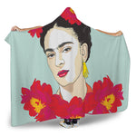 Frida Kahlo And Floral Print Hooded Blanket
