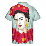 Frida Kahlo And Floral Print Men's Short Sleeve Shirt