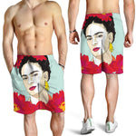 Frida Kahlo And Floral Print Men's Shorts