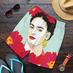 Frida Kahlo And Floral Print Men's Shorts
