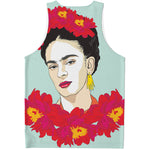 Frida Kahlo And Floral Print Men's Tank Top