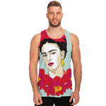 Frida Kahlo And Floral Print Men's Tank Top