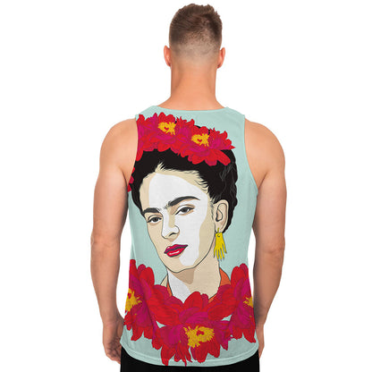 Frida Kahlo And Floral Print Men's Tank Top