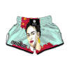 Frida Kahlo And Floral Print Muay Thai Boxing Shorts