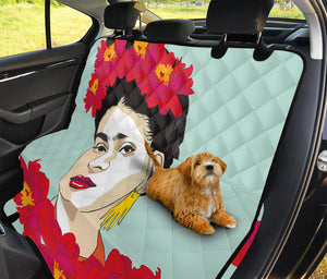 Frida Kahlo And Floral Print Pet Car Back Seat Cover