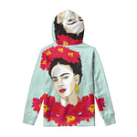 Frida Kahlo And Floral Print Pullover Hoodie
