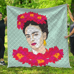 Frida Kahlo And Floral Print Quilt