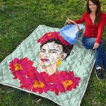 Frida Kahlo And Floral Print Quilt