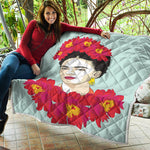 Frida Kahlo And Floral Print Quilt
