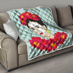 Frida Kahlo And Floral Print Quilt