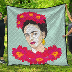 Frida Kahlo And Floral Print Quilt
