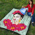 Frida Kahlo And Floral Print Quilt