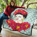 Frida Kahlo And Floral Print Quilt