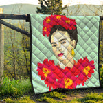 Frida Kahlo And Floral Print Quilt
