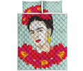 Frida Kahlo And Floral Print Quilt Bed Set