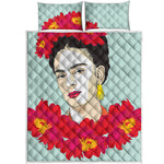 Frida Kahlo And Floral Print Quilt Bed Set