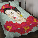 Frida Kahlo And Floral Print Quilt Bed Set