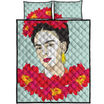 Frida Kahlo And Floral Print Quilt Bed Set