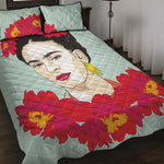 Frida Kahlo And Floral Print Quilt Bed Set