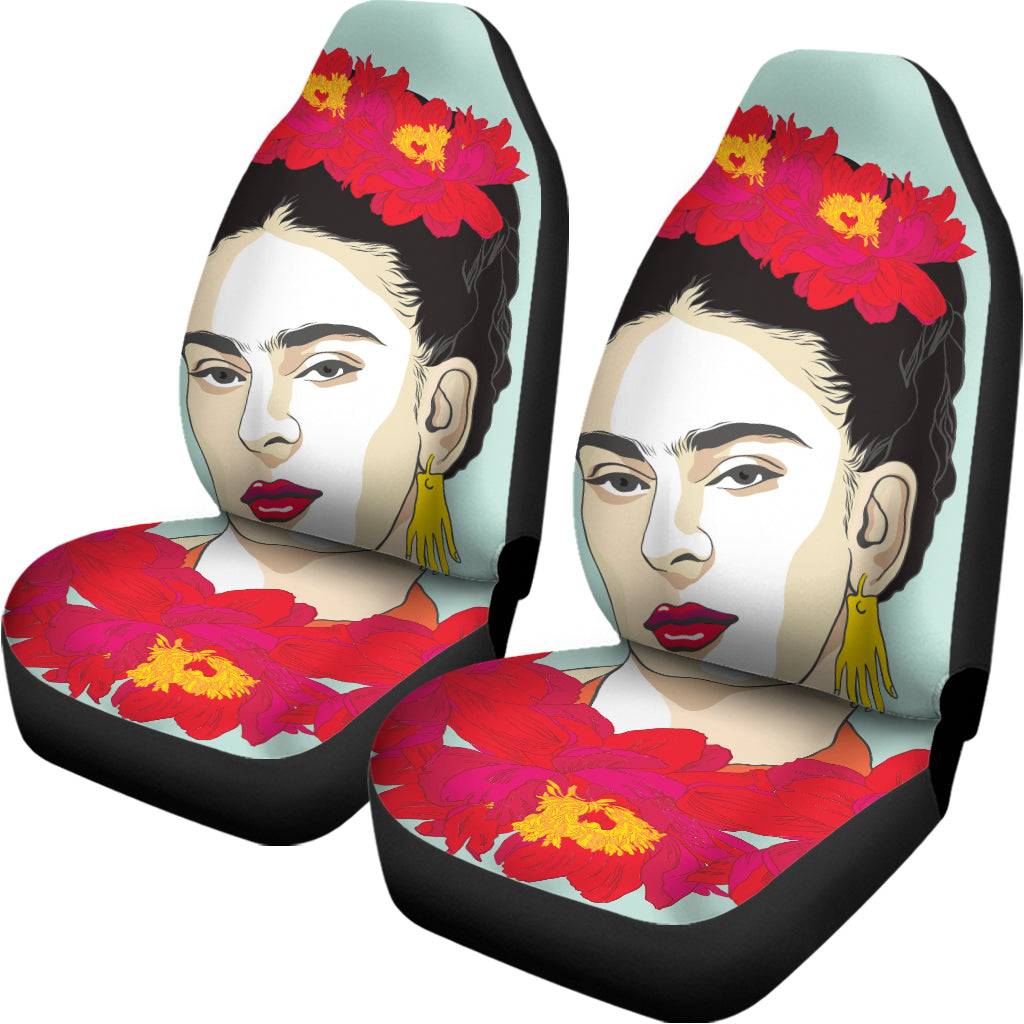 Frida Kahlo And Floral Print Universal Fit Car Seat Covers