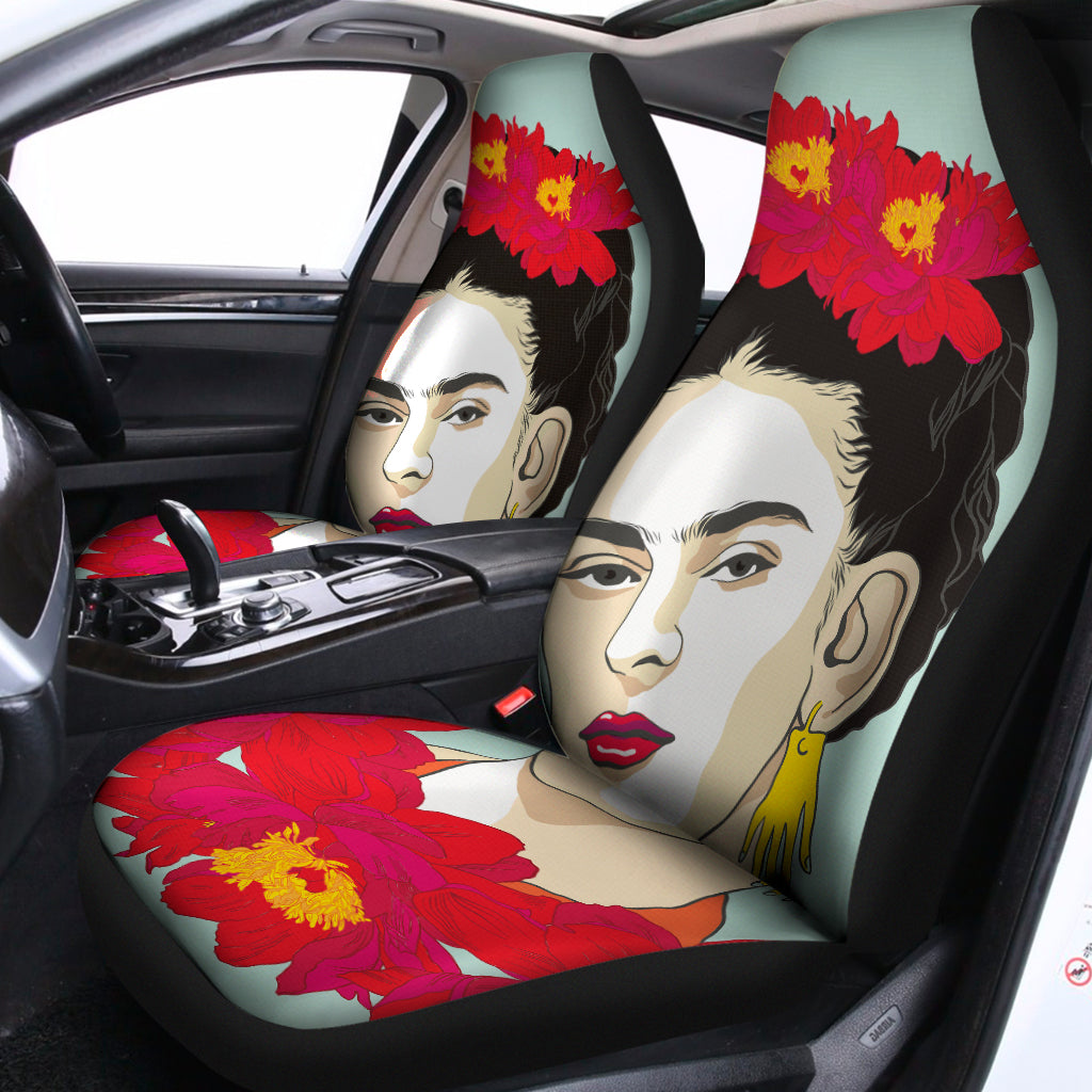 Frida Kahlo And Floral Print Universal Fit Car Seat Covers