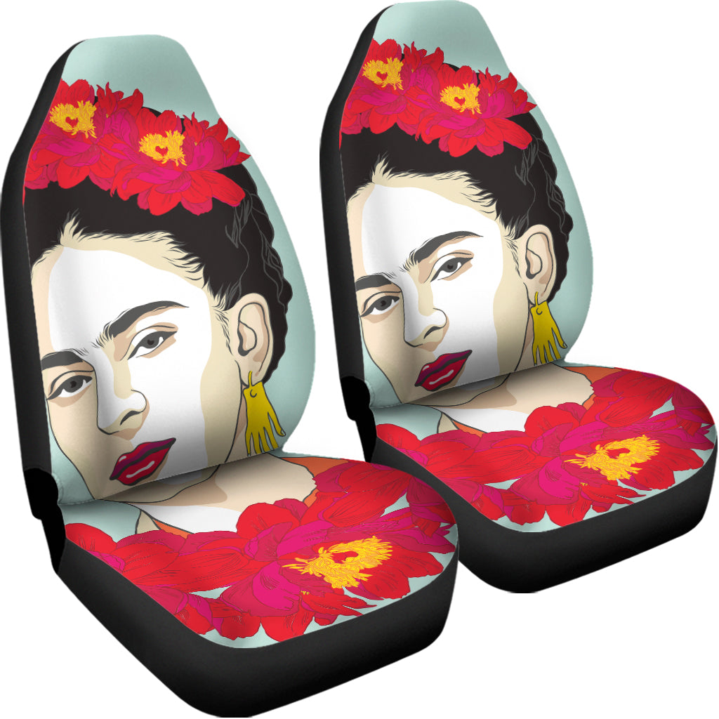 Frida Kahlo And Floral Print Universal Fit Car Seat Covers