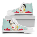 Frida Kahlo And Floral Print White High Top Sneakers