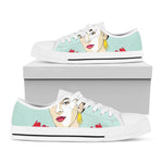 Frida Kahlo And Floral Print White Low Top Shoes