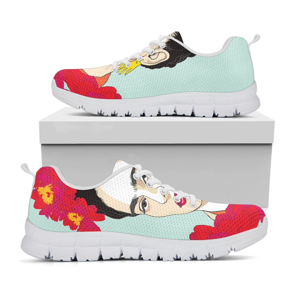 Frida Kahlo And Floral Print White Sneakers