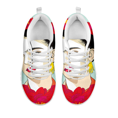Frida Kahlo And Floral Print White Sneakers