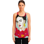 Frida Kahlo And Floral Print Women's Racerback Tank Top