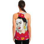 Frida Kahlo And Floral Print Women's Racerback Tank Top