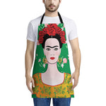 Frida Kahlo And Pink Floral Print Apron