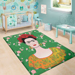 Frida Kahlo And Pink Floral Print Area Rug