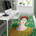 Frida Kahlo And Pink Floral Print Area Rug