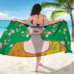 Frida Kahlo And Pink Floral Print Beach Sarong Wrap