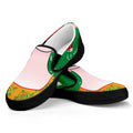 Frida Kahlo And Pink Floral Print Black Slip On Sneakers