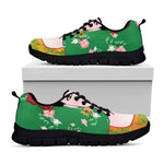 Frida Kahlo And Pink Floral Print Black Sneakers