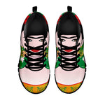 Frida Kahlo And Pink Floral Print Black Sneakers