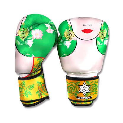 Frida Kahlo And Pink Floral Print Boxing Gloves