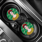 Frida Kahlo And Pink Floral Print Car Coasters