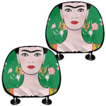 Frida Kahlo And Pink Floral Print Car Headrest Covers