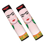 Frida Kahlo And Pink Floral Print Car Seat Belt Covers