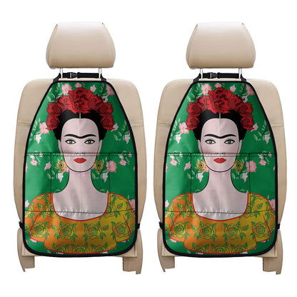 Frida Kahlo And Pink Floral Print Car Seat Organizers
