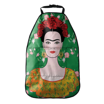 Frida Kahlo And Pink Floral Print Car Seat Organizers