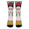 Frida Kahlo And Pink Floral Print Crew Socks