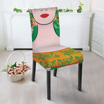 Frida Kahlo And Pink Floral Print Dining Chair Slipcover