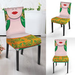 Frida Kahlo And Pink Floral Print Dining Chair Slipcover