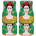 Frida Kahlo And Pink Floral Print Front and Back Car Floor Mats