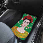 Frida Kahlo And Pink Floral Print Front and Back Car Floor Mats